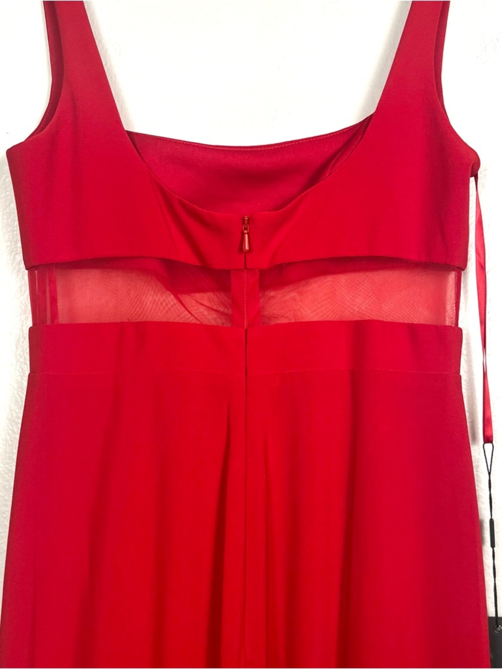 NWT Mac Duggal Ieena Red Sleeveless Mesh Panel Maxi Dress Evening Gown Size 2 - Picture 9 of 10